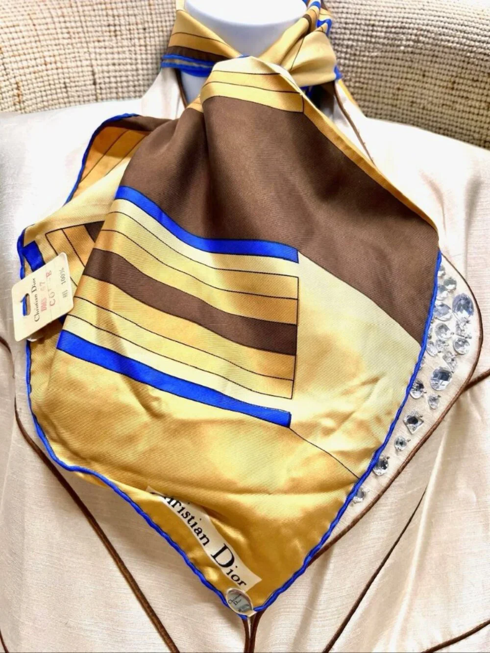 New-Christian Dior  silk Satin Neck-kerchief 20
